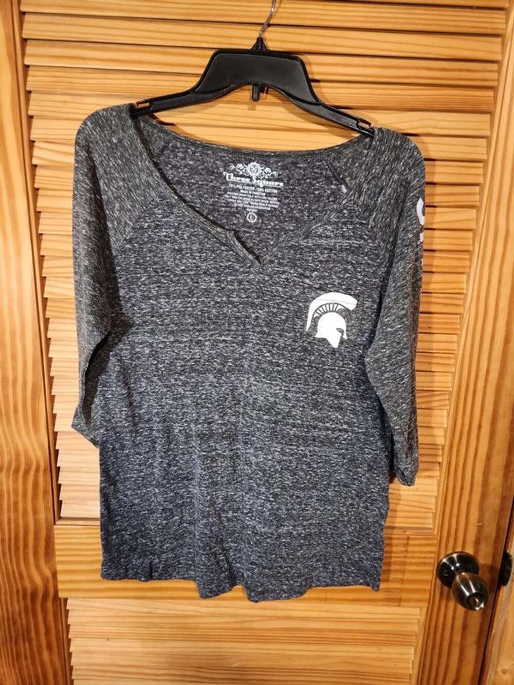 Three Square Michigan State Spartans Women's Size L Gray Heathered 3/4 Raglan sl